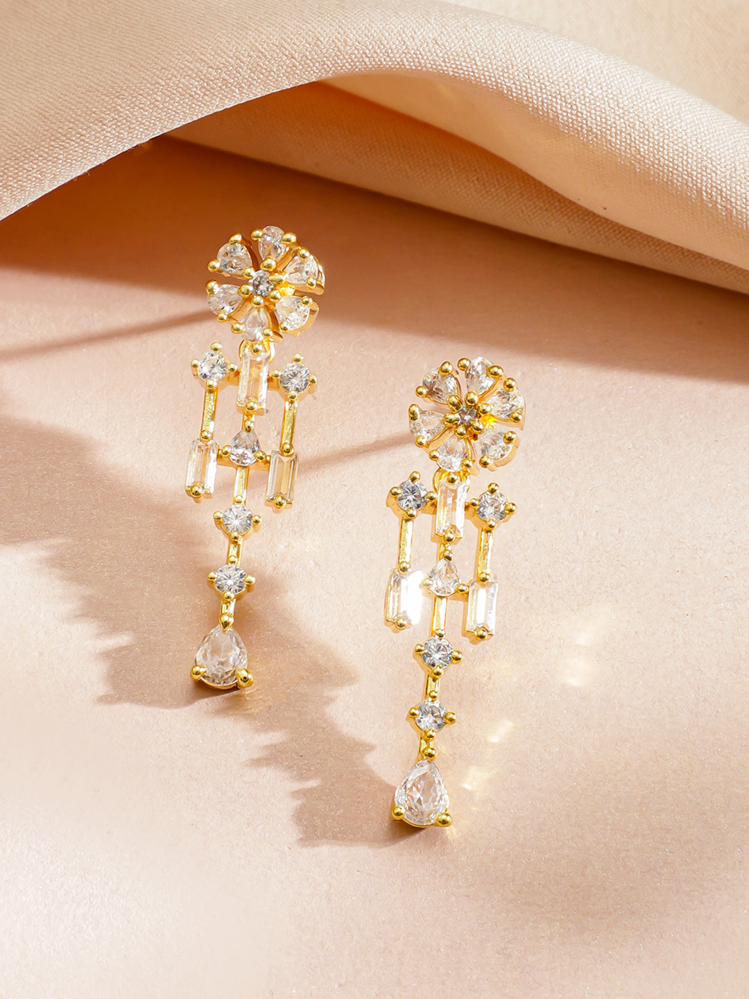 Gold Necklace Set With American Diamond Zirconia フリーサイズ