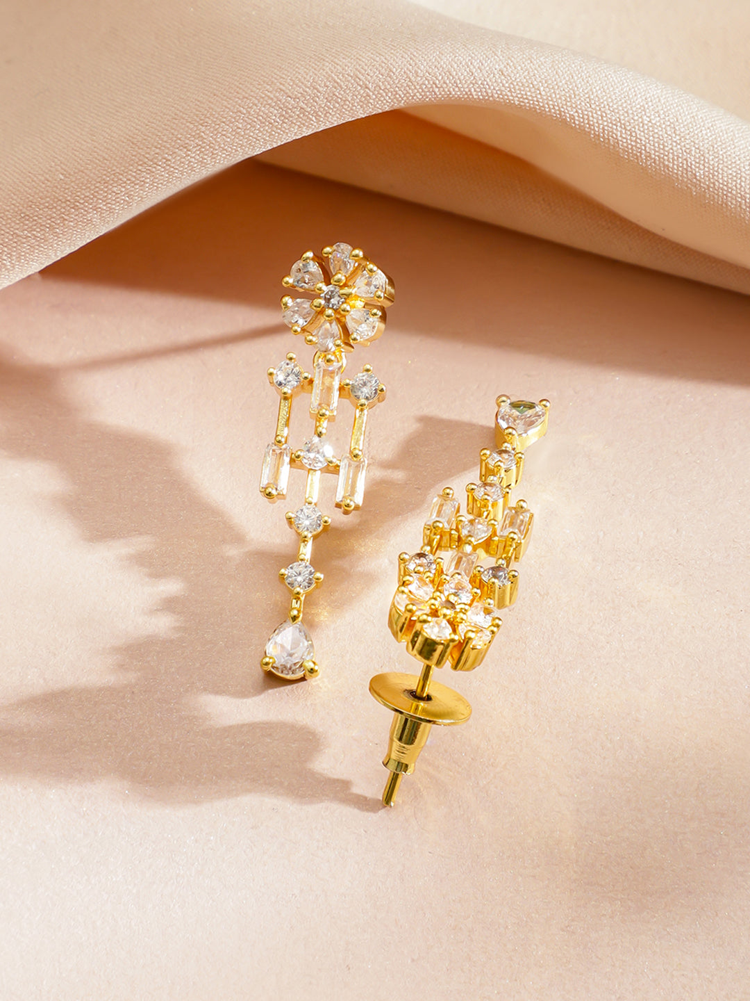 Gold Necklace Set With American Diamond Zirconia フリーサイズ