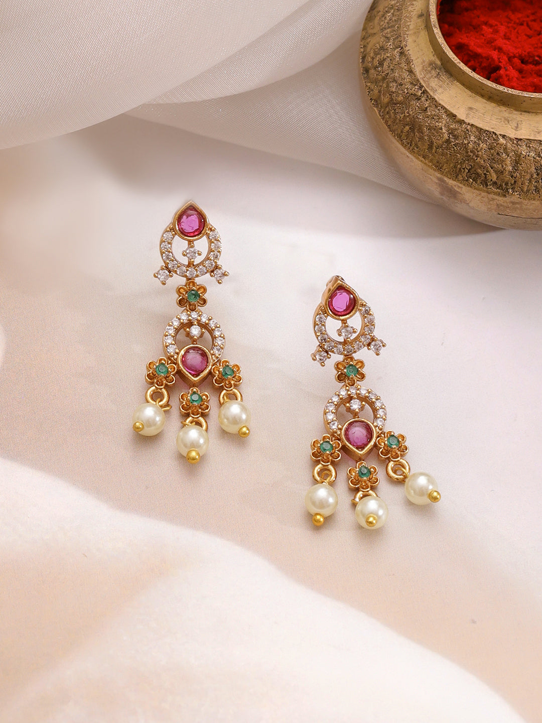 Radiant Bloom Pink & Green Necklace Set フリーサイズ