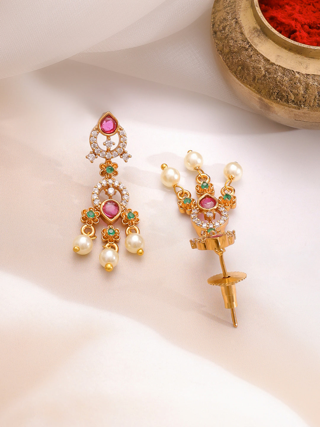 Radiant Bloom Pink & Green Necklace Set フリーサイズ