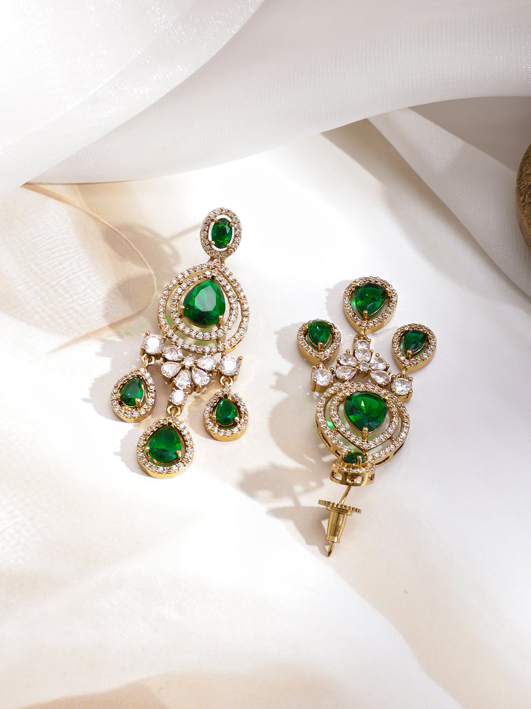 American Diamond Zirconia Emerald Necklace Set フリーサイズ