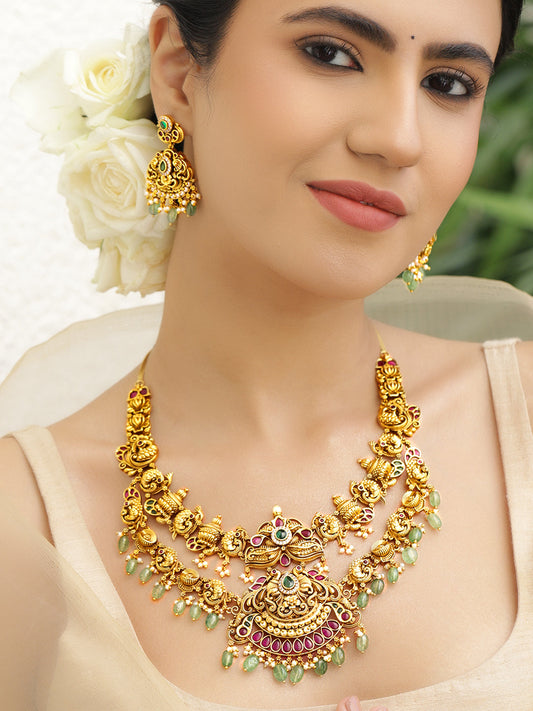 Royal Fest Green Pink Necklace Set フリーサイズ