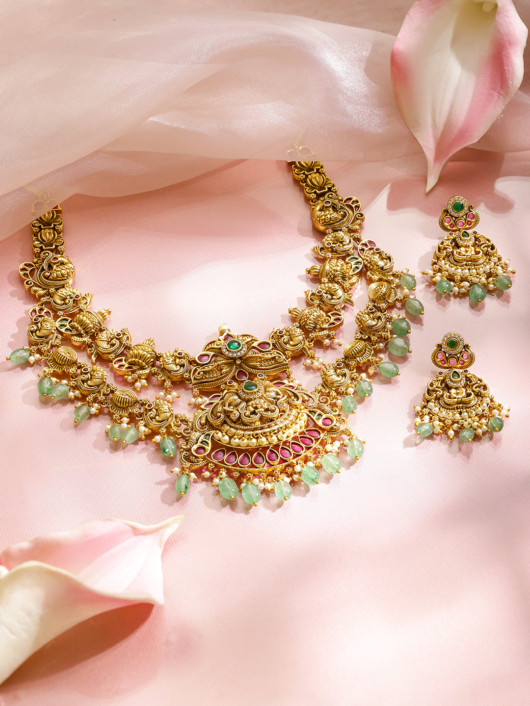 Royal Fest Green Pink Necklace Set フリーサイズ