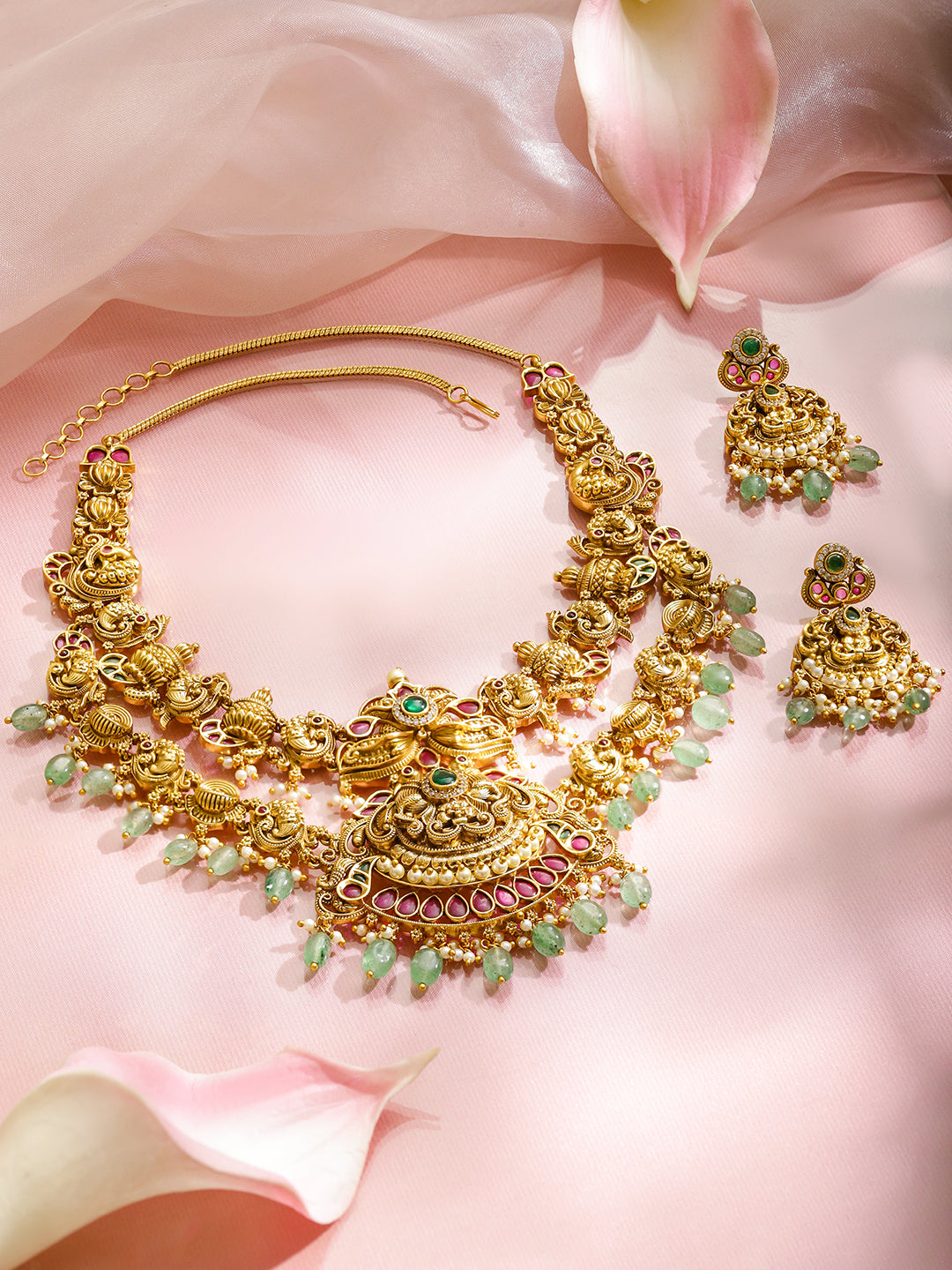 Royal Fest Green Pink Necklace Set フリーサイズ