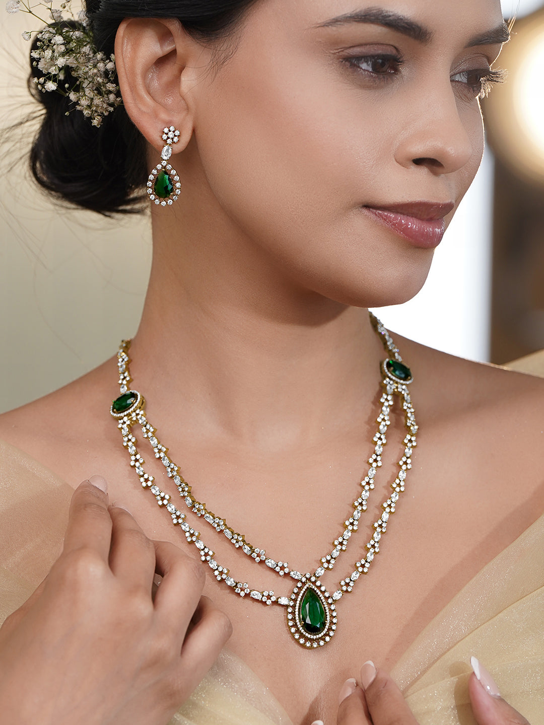 Wedding Elegance Emerald Necklace Set フリーサイズ