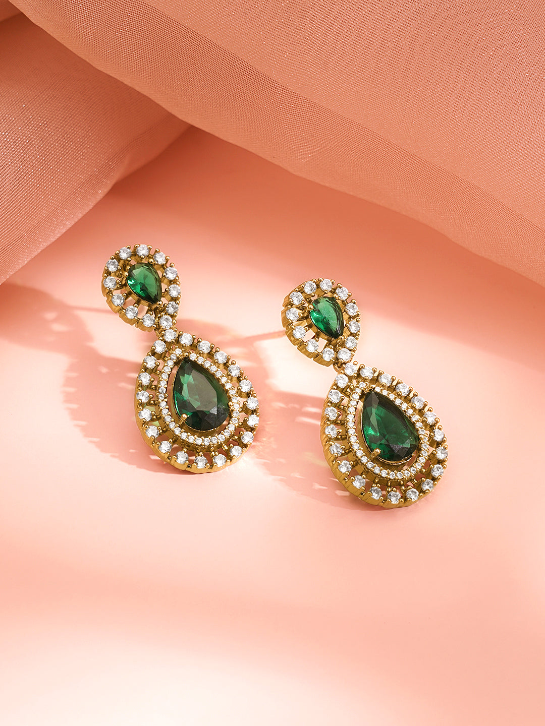 Royal Emerald Zirconia Layer Necklace Set フリーサイズ