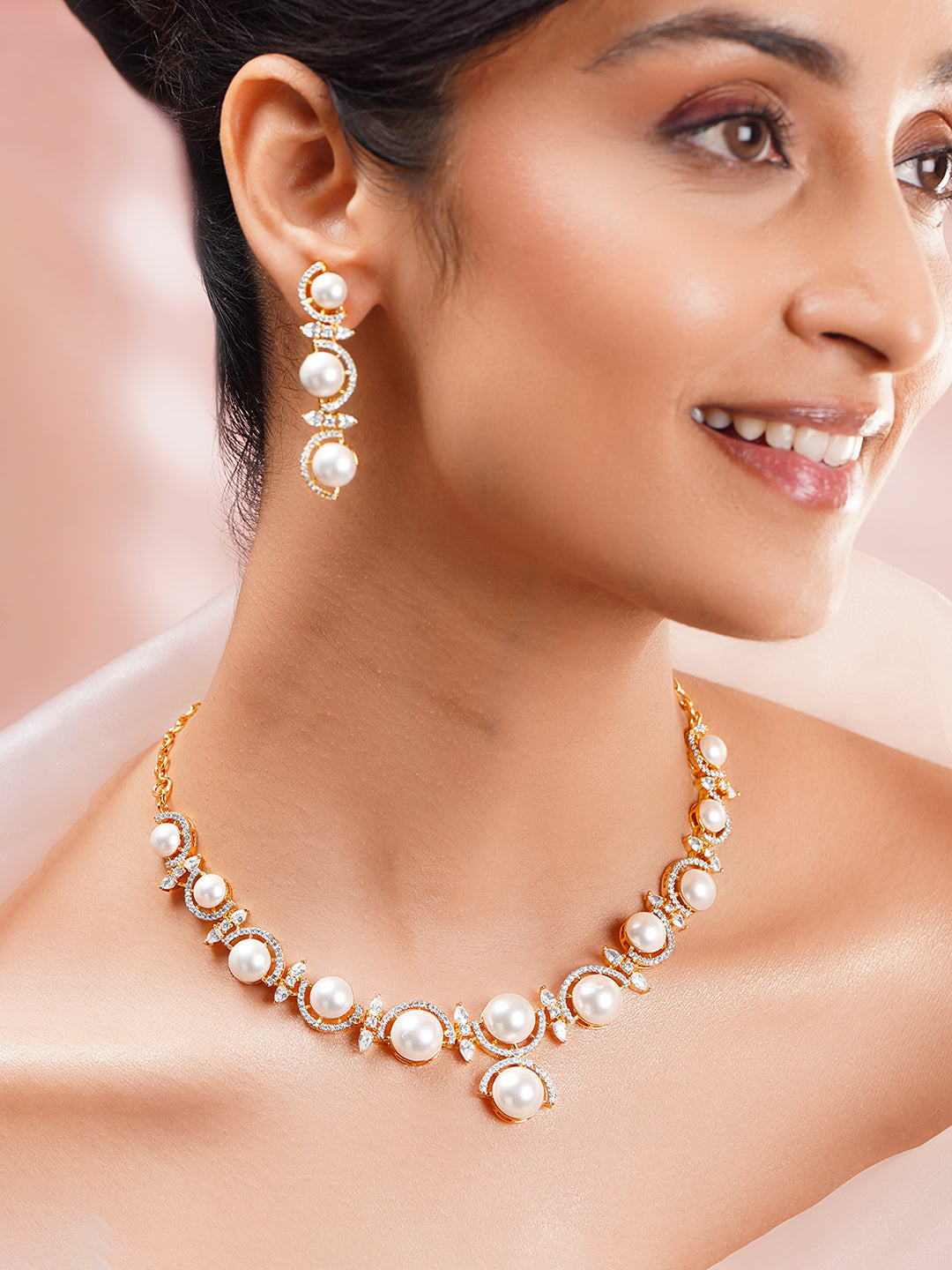 【Rubans】Golden Moon Pearl Crescent Choker Set｜ゴールデンムーン パール クレセント チョーカーセット