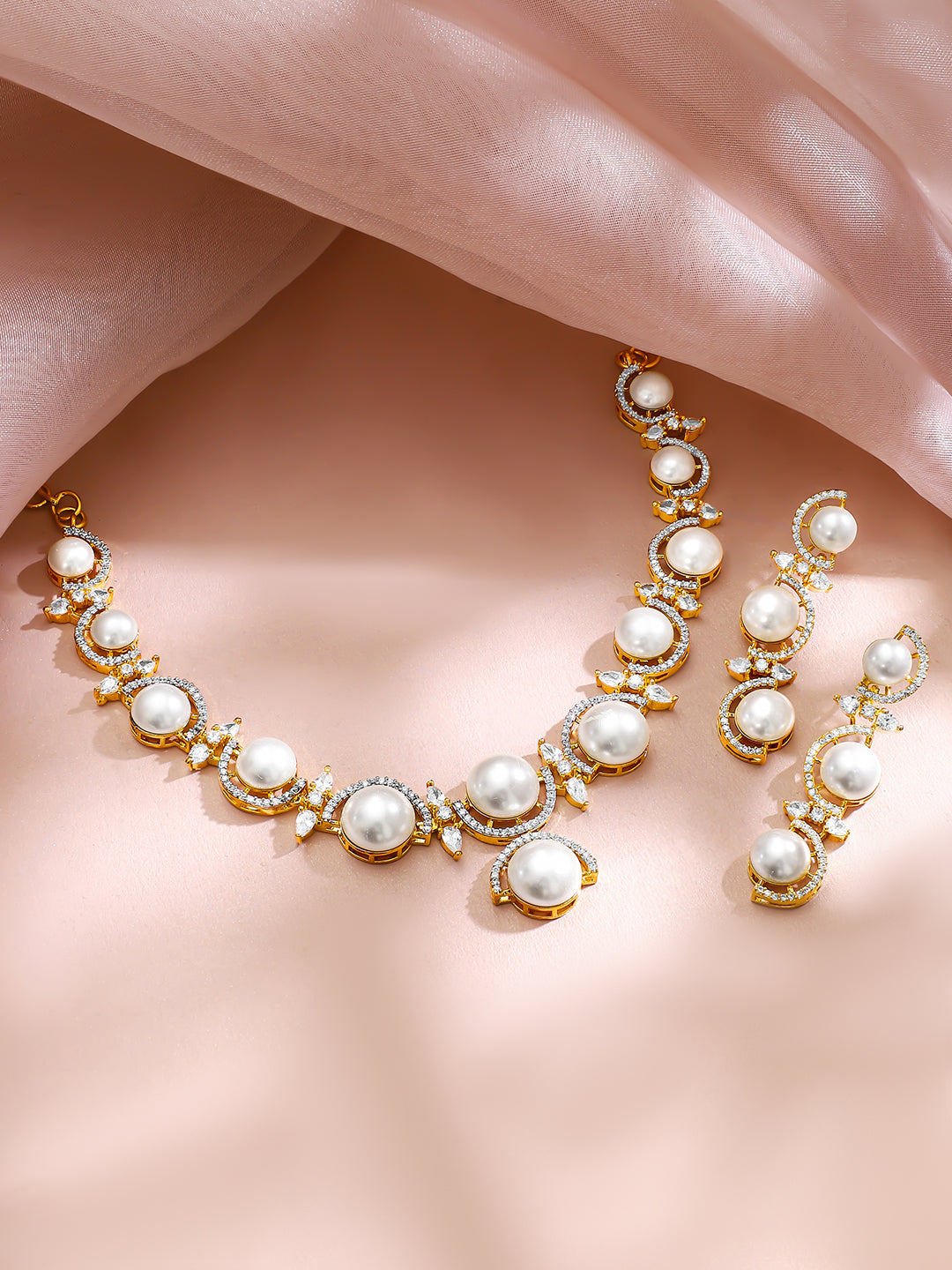 【Rubans】Golden Moon Pearl Crescent Choker Set｜ゴールデンムーン パール クレセント チョーカーセット