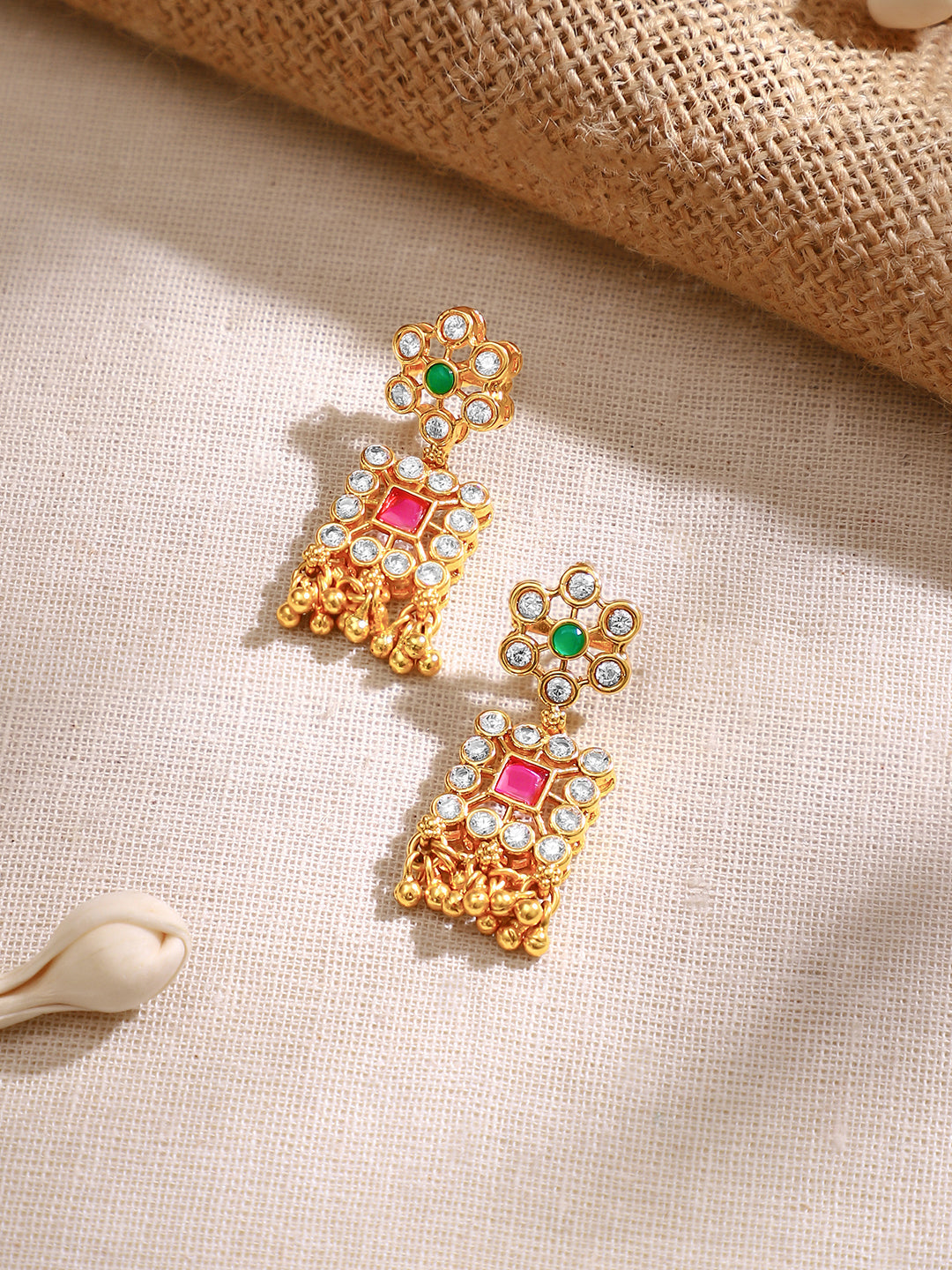 【Rubans】Gold Plated Pearl Whisper Kundan Blossom Necklace Set｜ゴールドメッキ パール ウィスパー クンダン ブロッサム ネックレスセット