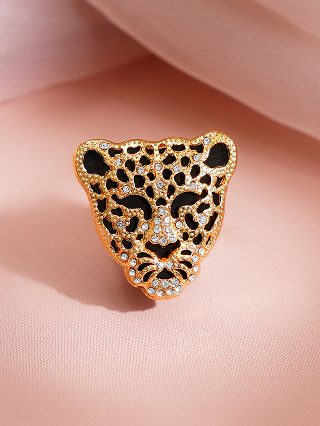 【Rubans】 Crystal Leopard Motif Statement Brooch｜クリスタル レオパードモチーフ ステートメント ブローチ