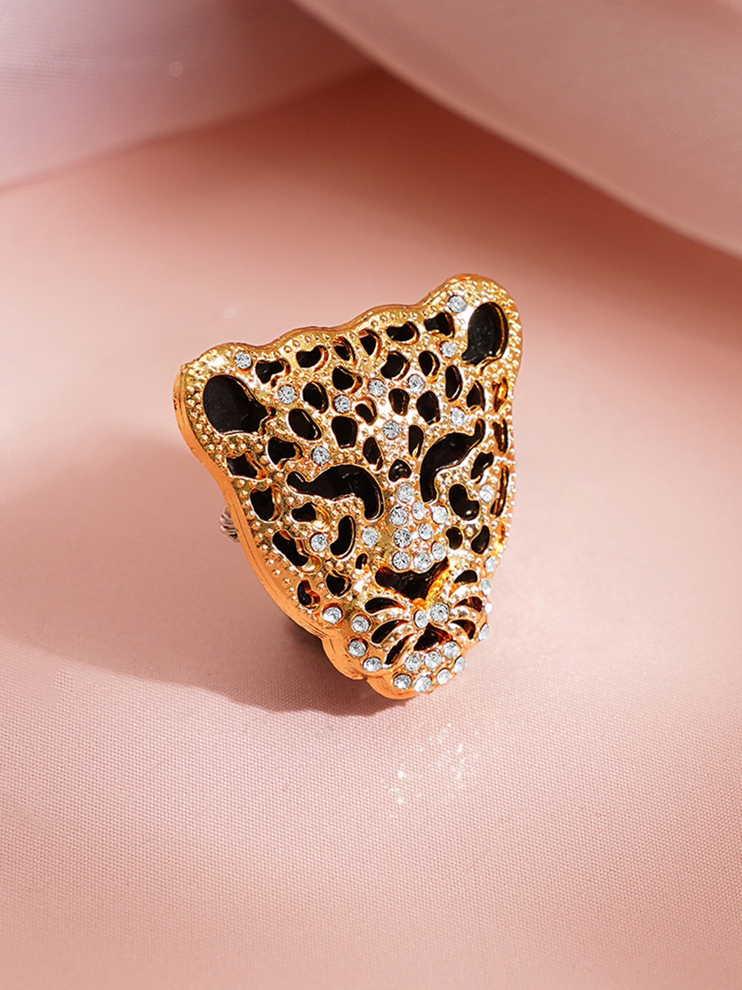 【Rubans】 Crystal Leopard Motif Statement Brooch｜クリスタル レオパードモチーフ ステートメント ブローチ