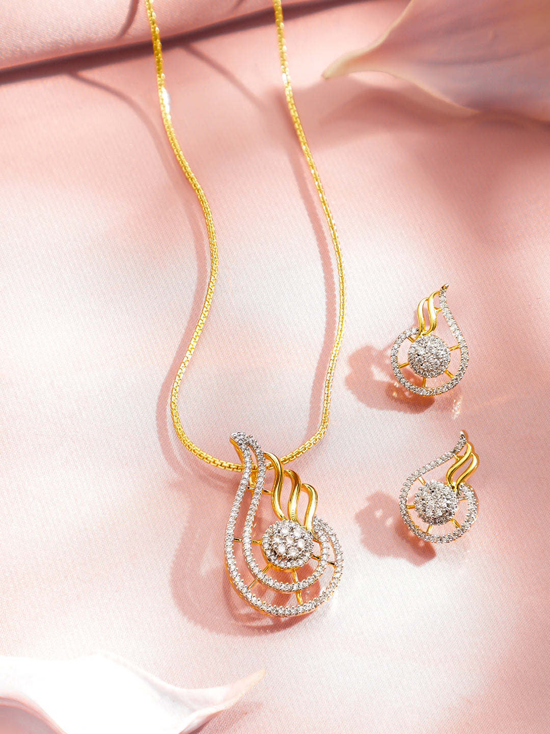 American Diamond Zirconia Pendant Set フリーサイズ