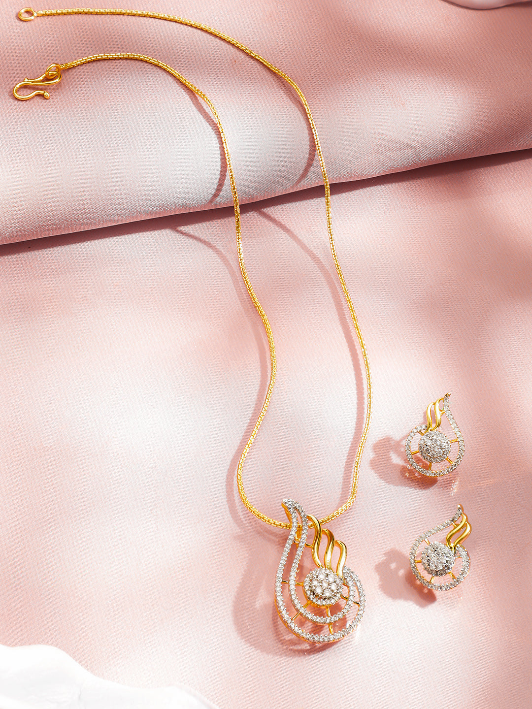 American Diamond Zirconia Pendant Set フリーサイズ