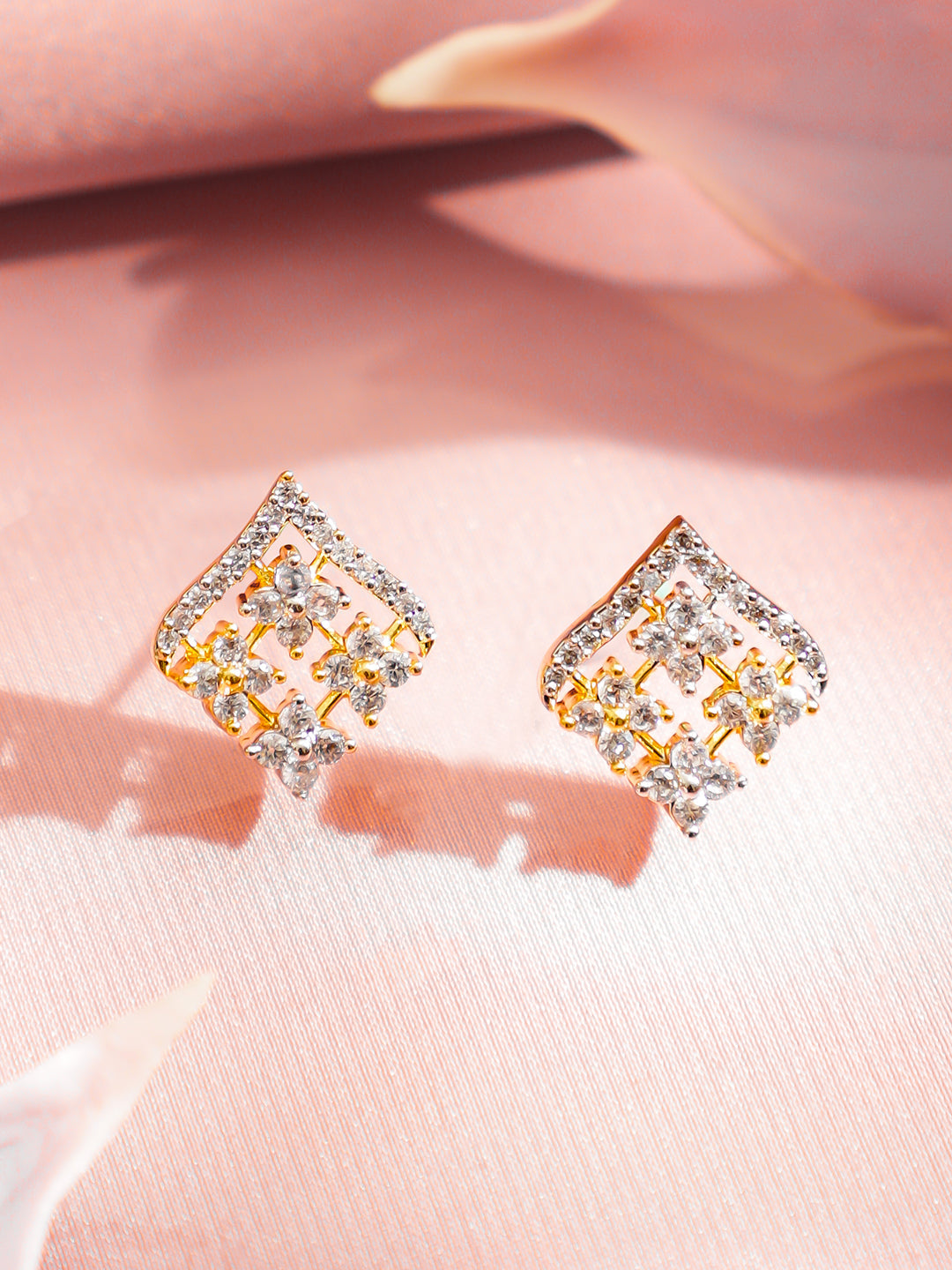 Geometric American Diamond Zirconia Pendant Necklace Set フリーサイズ
