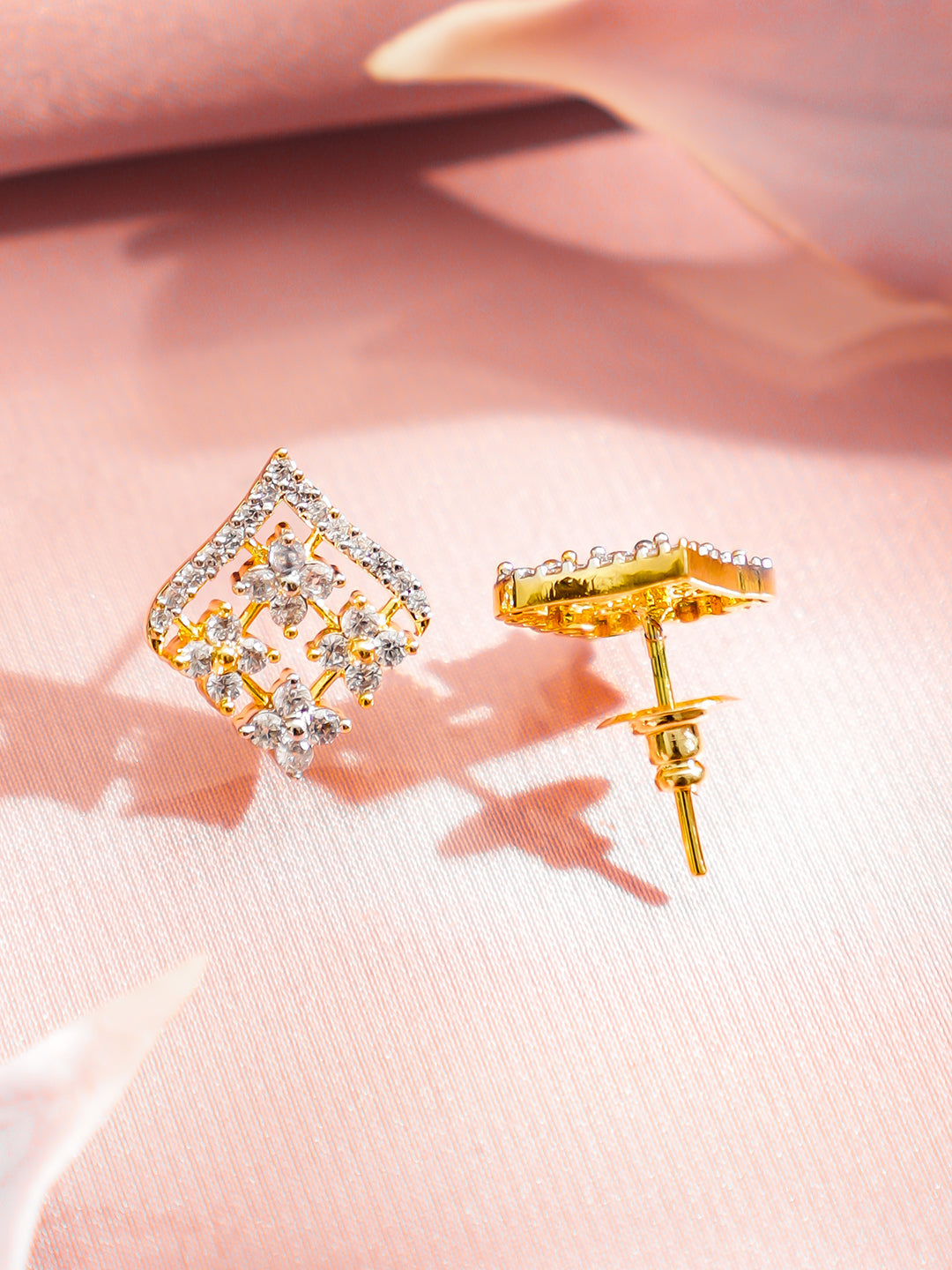 Geometric American Diamond Zirconia Pendant Necklace Set フリーサイズ