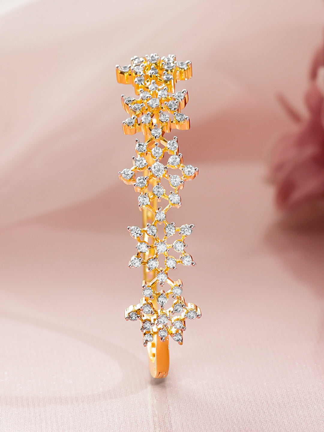 Rubans Women Brass Cubic Zirconia Handcrafted Gold-Plated Bangle-Style Bracelet フリーサイズ