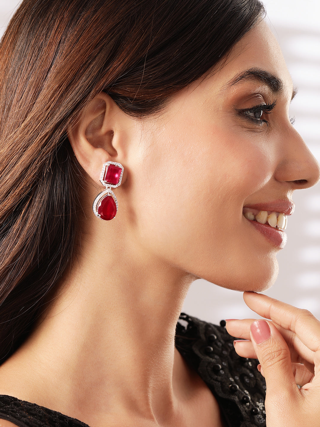 Premium Radiance American Diamond Zirconia Drop Earrings Silver