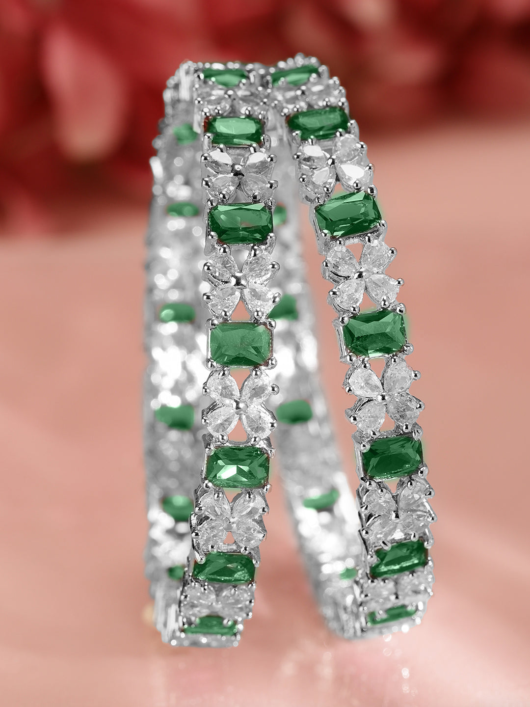 Royal Greens American Diamond Zirconia Bangles 2.4 - Small