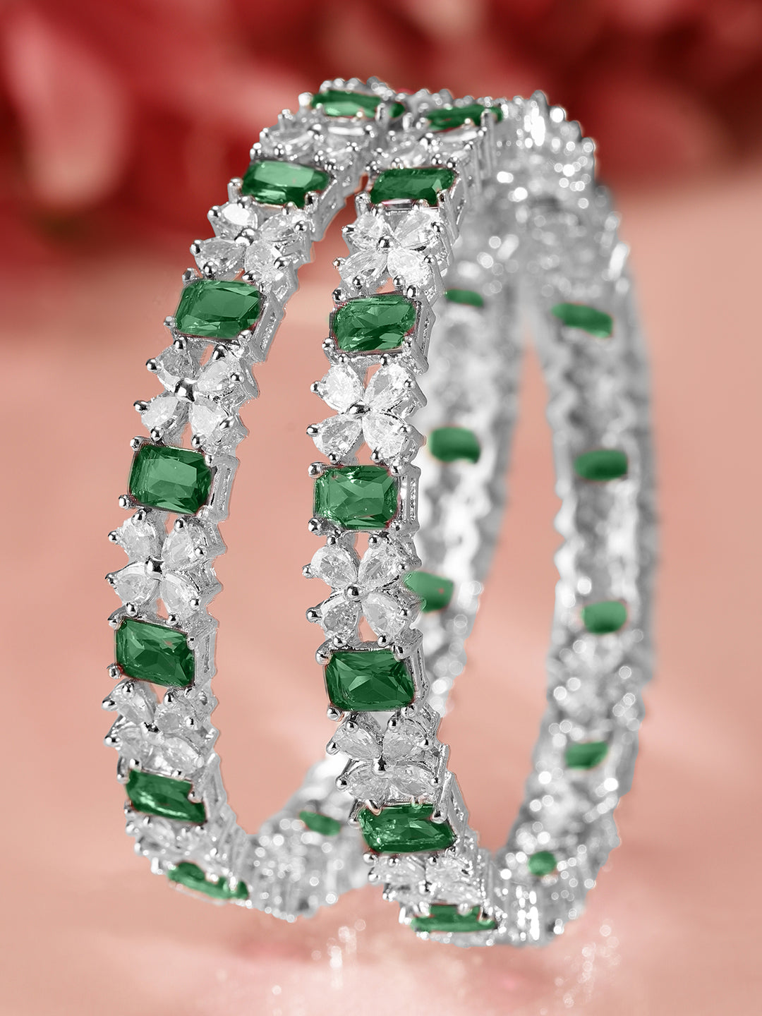 Royal Greens American Diamond Zirconia Bangles 2.4 - Small
