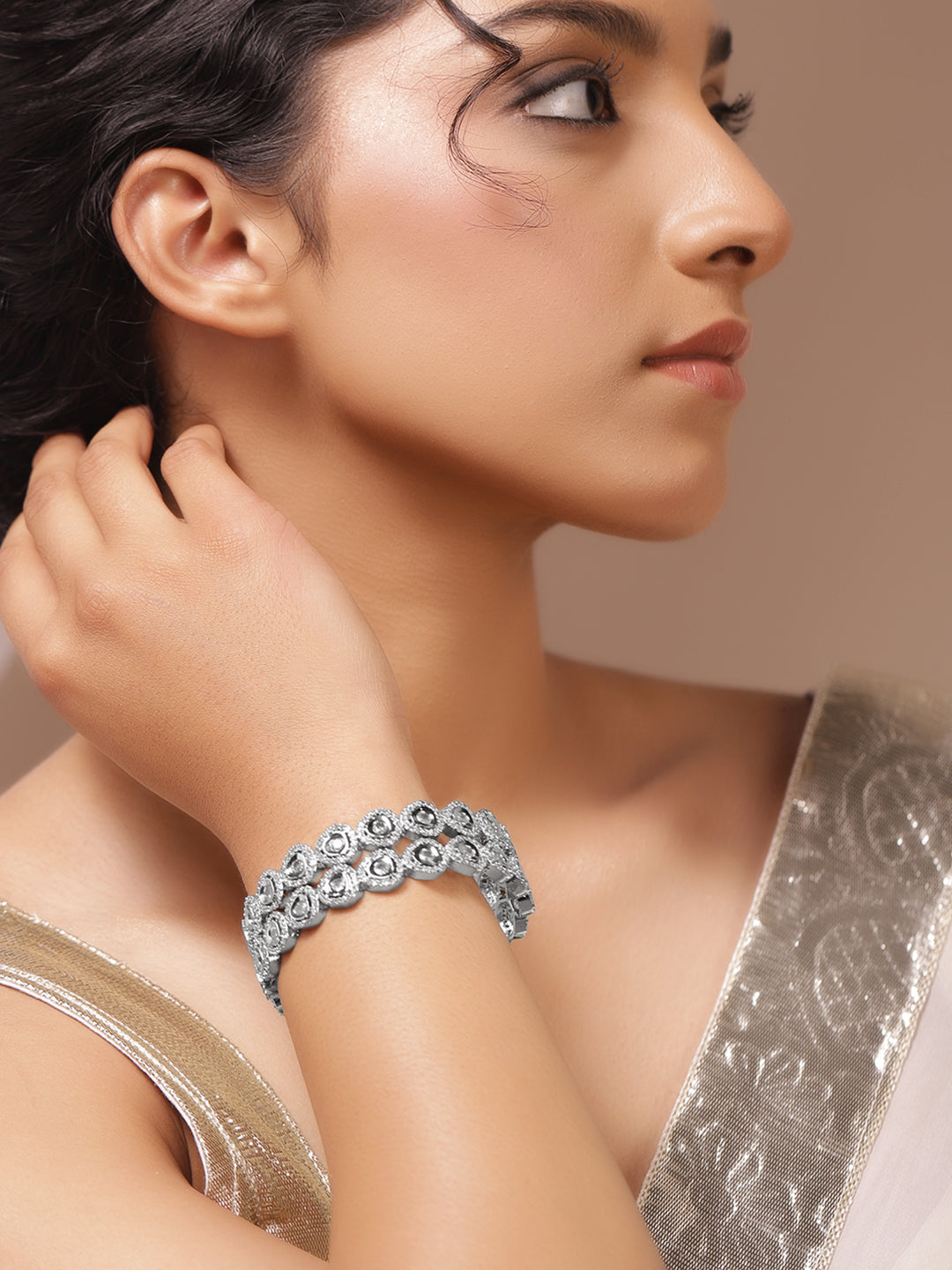 Wedding Ready Silver Finish Bangles 2.4 - Small