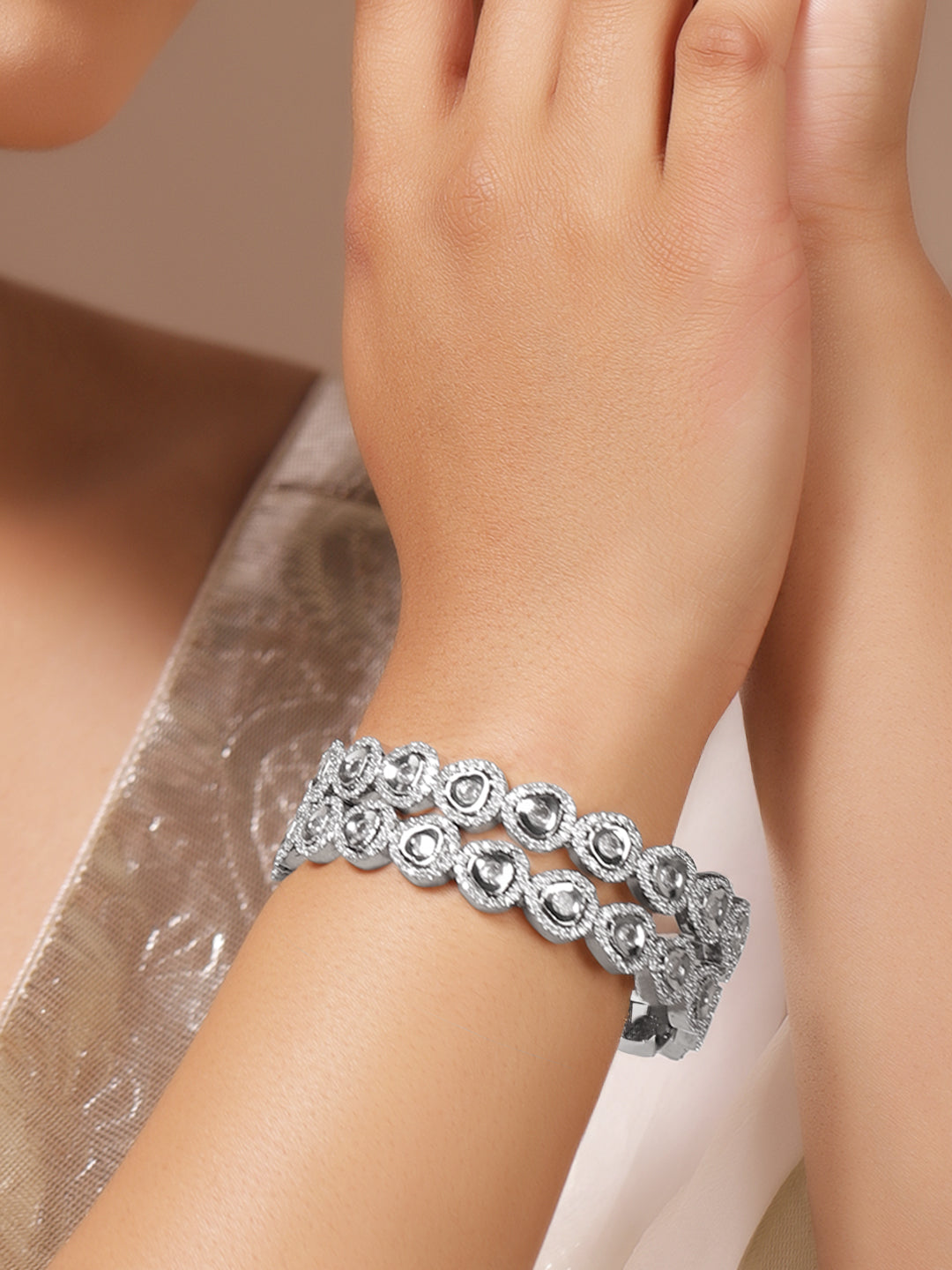 Wedding Ready Silver Finish Bangles 2.6 - Medium