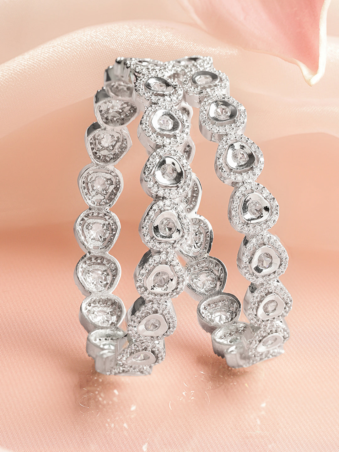 Wedding Ready Silver Finish Bangles 2.6 - Medium