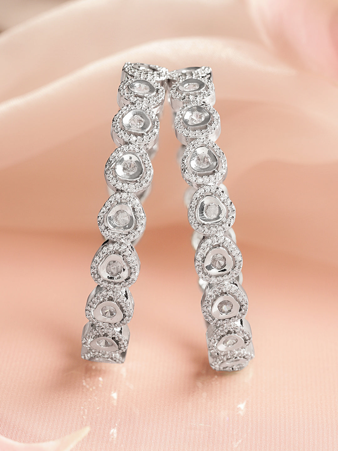 Wedding Ready Silver Finish Bangles 2.6 - Medium