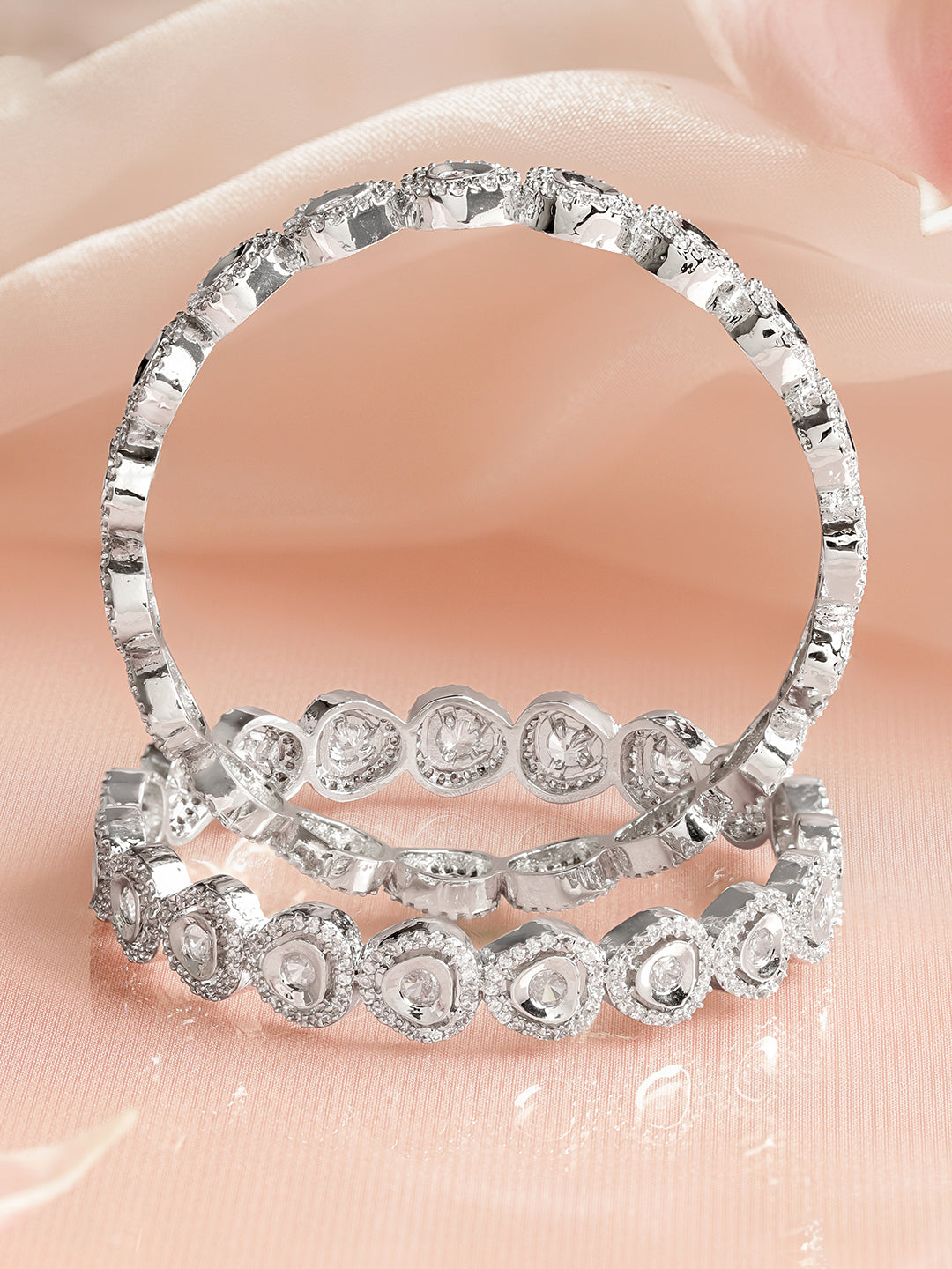Wedding Ready Silver Finish Bangles 2.4 - Small