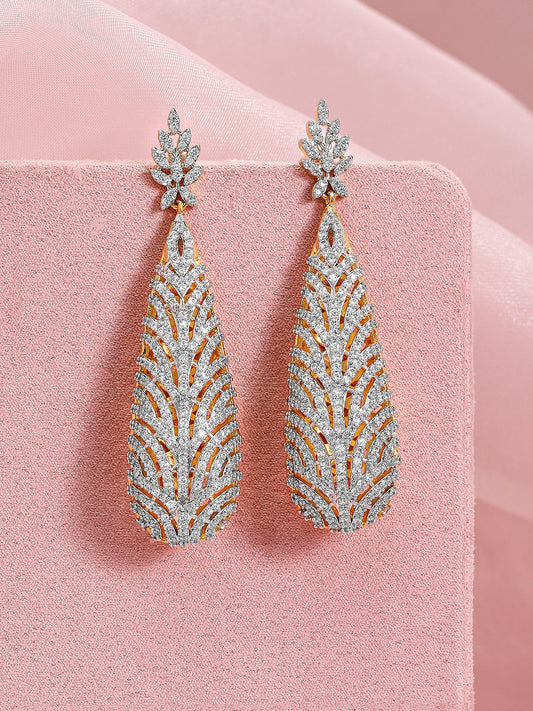 Floral Luxe American Diamond Zirconia Statement Earrings フリーサイズ