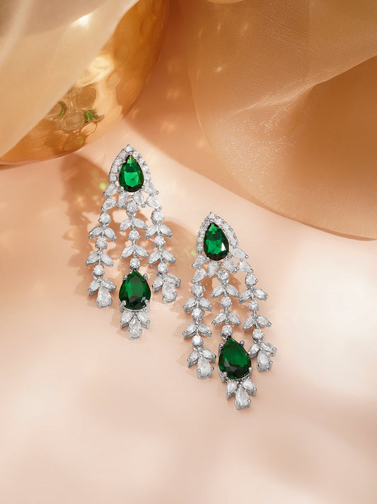 Luxe Emerald Drop Chandelier Earrings フリーサイズ