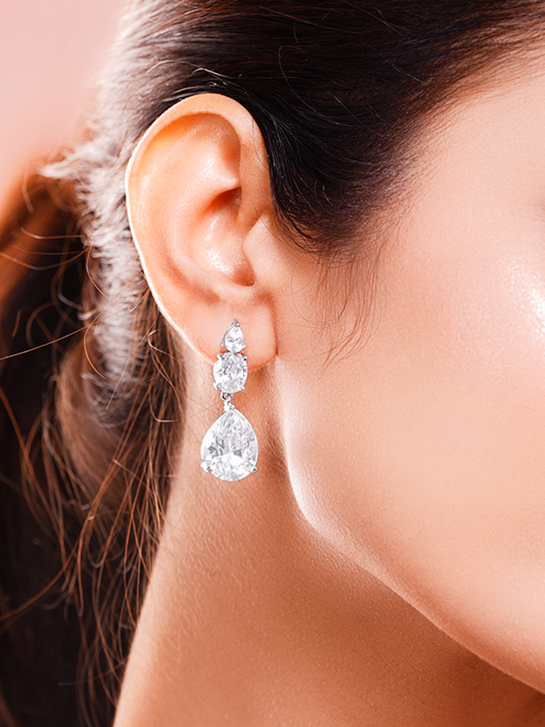 Radiant Crystal Drop Statement Earrings Length - 3.5 cm