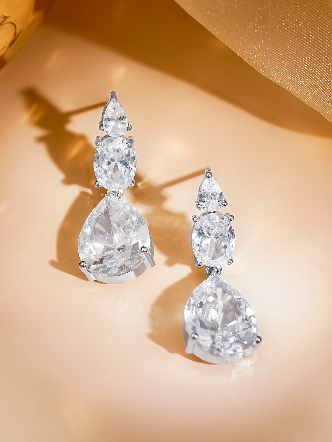 Radiant Crystal Drop Statement Earrings Length - 3.5 cm