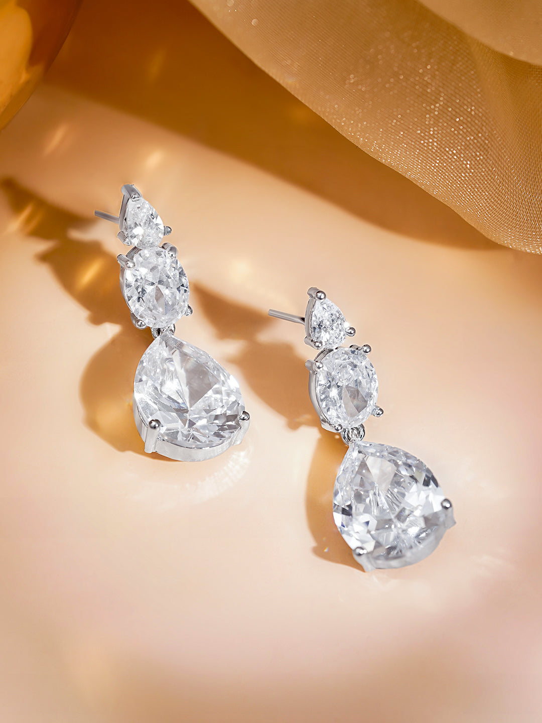 Radiant Crystal Drop Statement Earrings Length - 3.5 cm