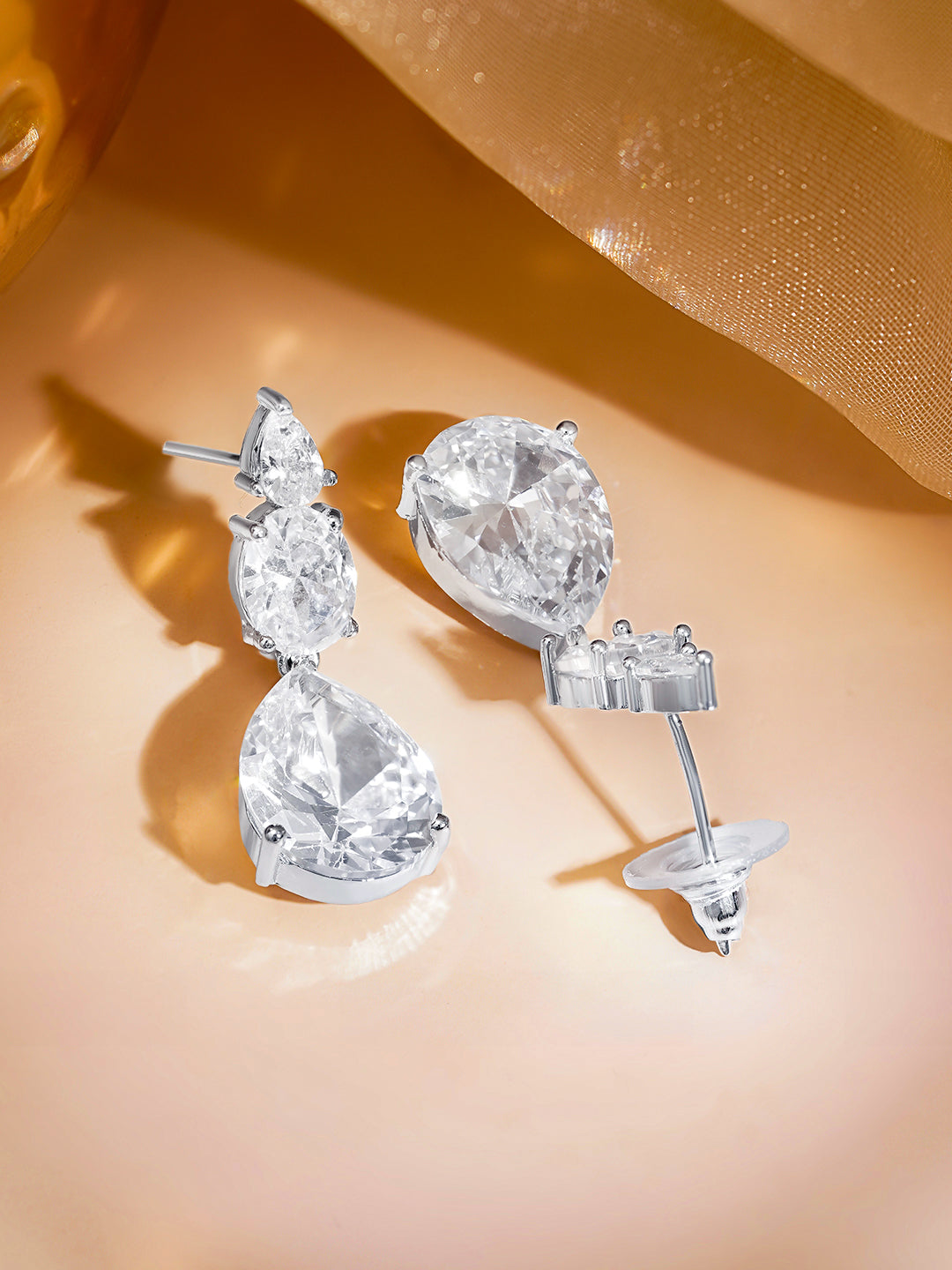 Radiant Crystal Drop Statement Earrings Length - 3.5 cm