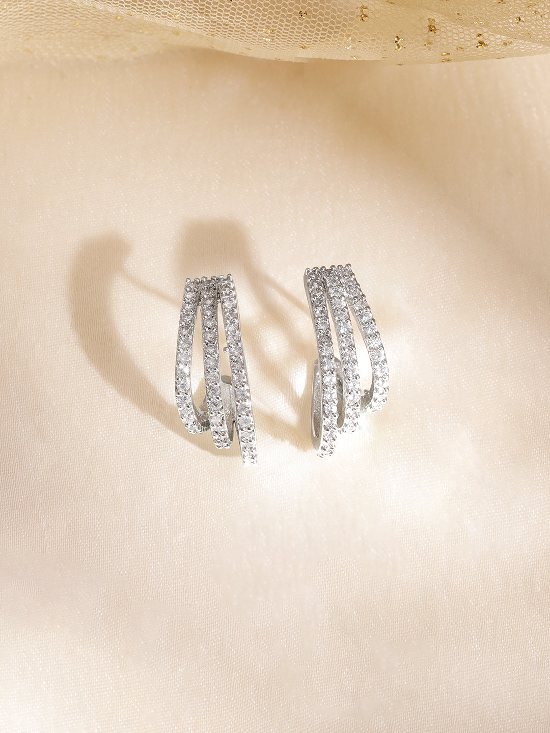 Captivating American Diamond Zirconia Hoops フリーサイズ