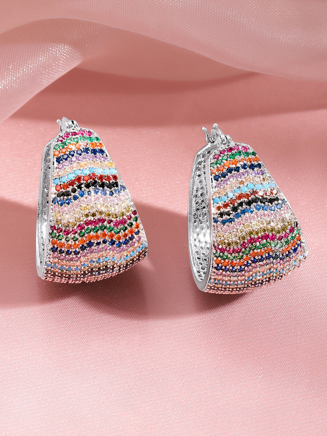 Multicolor Zirconia Luxe Hoop Earrings フリーサイズ