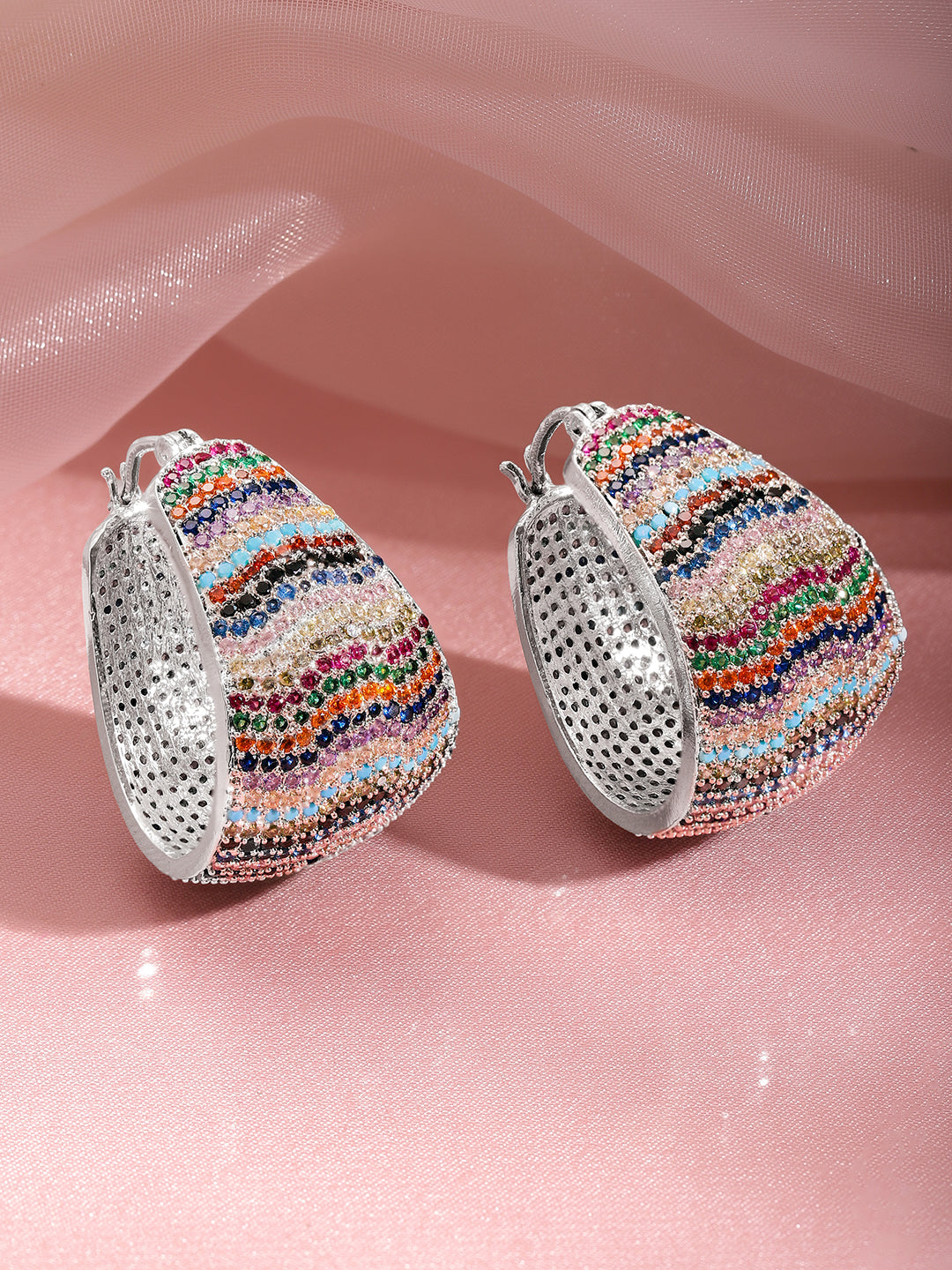 Multicolor Zirconia Luxe Hoop Earrings フリーサイズ
