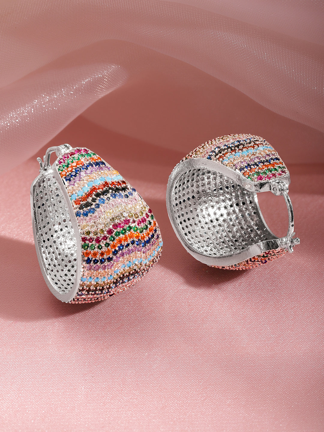 Multicolor Zirconia Luxe Hoop Earrings フリーサイズ