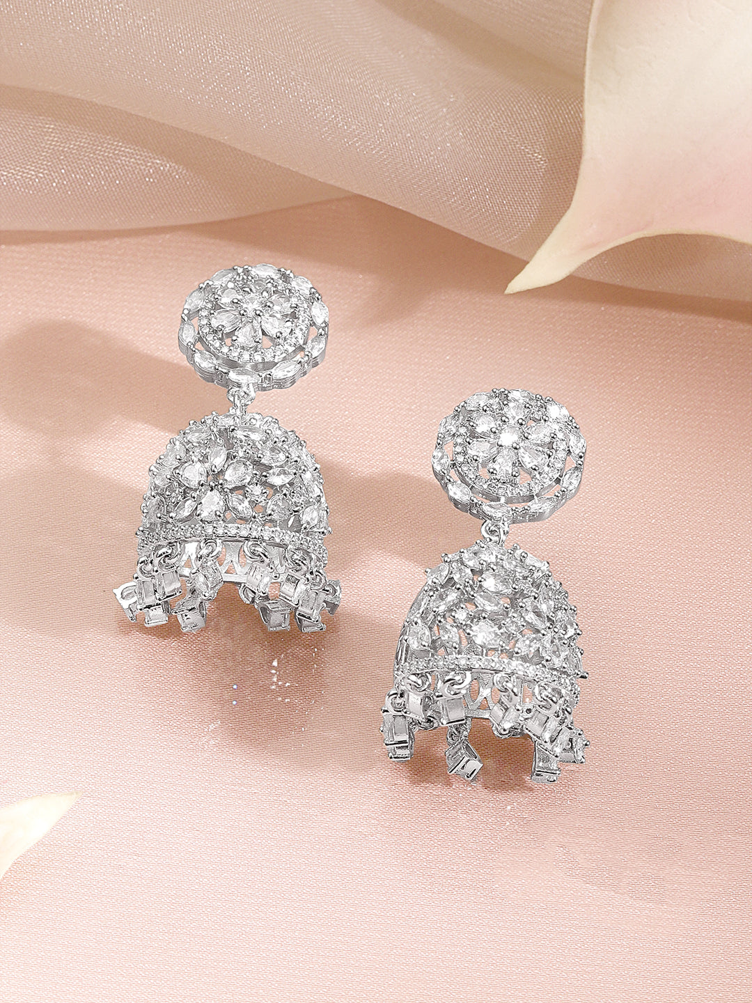 Cubic Zirconia Flora Dome Jhumka フリーサイズ