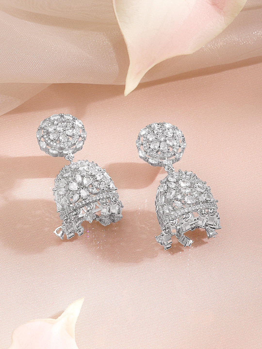 Cubic Zirconia Flora Dome Jhumka フリーサイズ