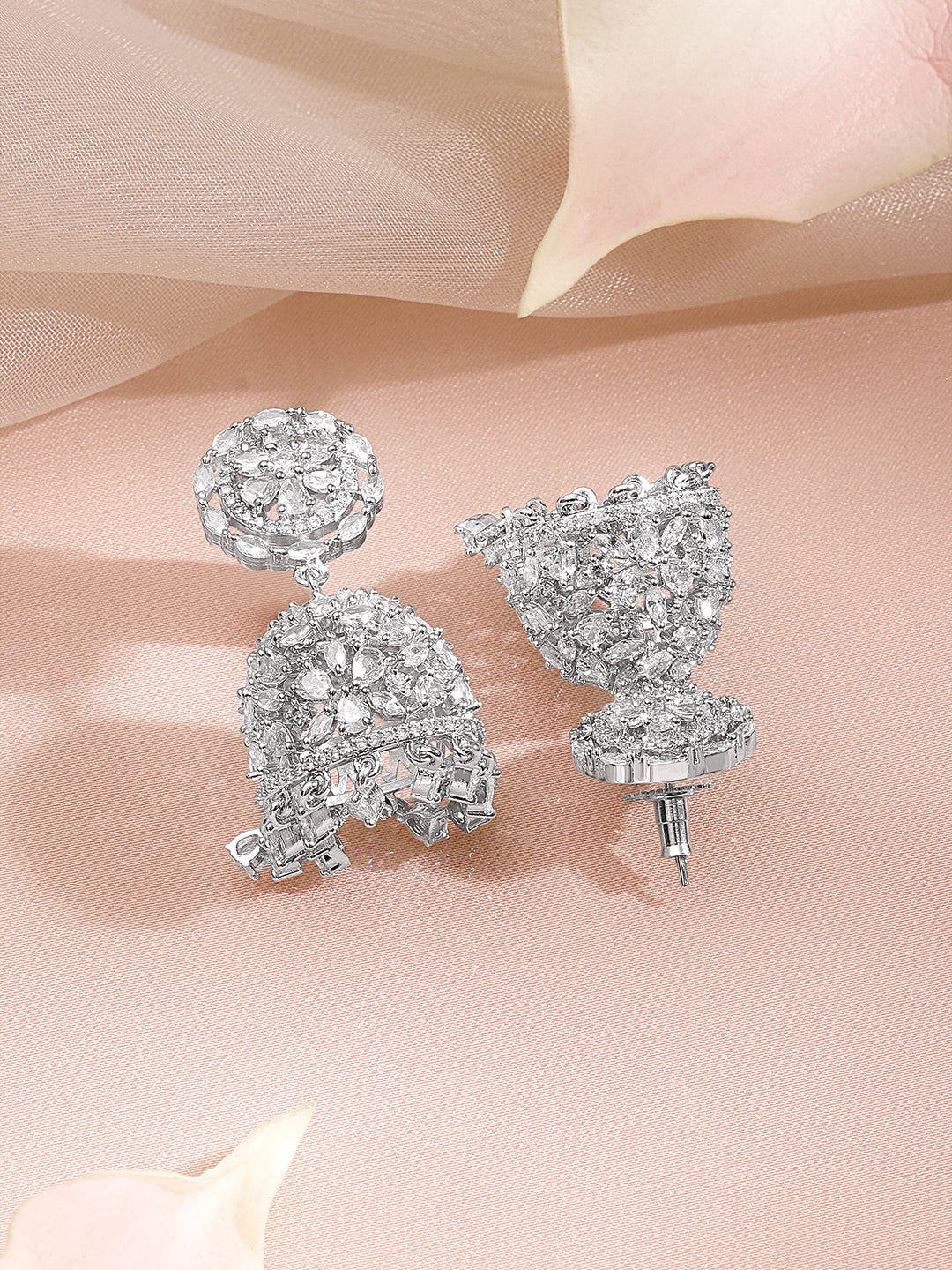 Cubic Zirconia Flora Dome Jhumka フリーサイズ