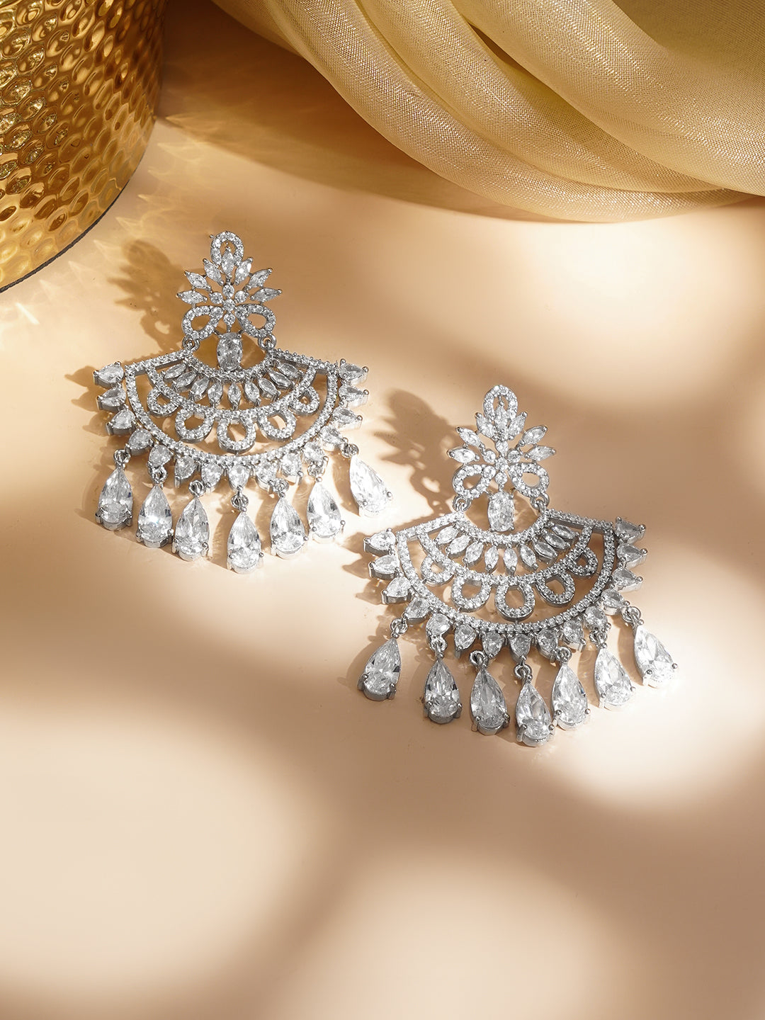 Moonlit Cascade Chandelier Earrings Length - 6 cm