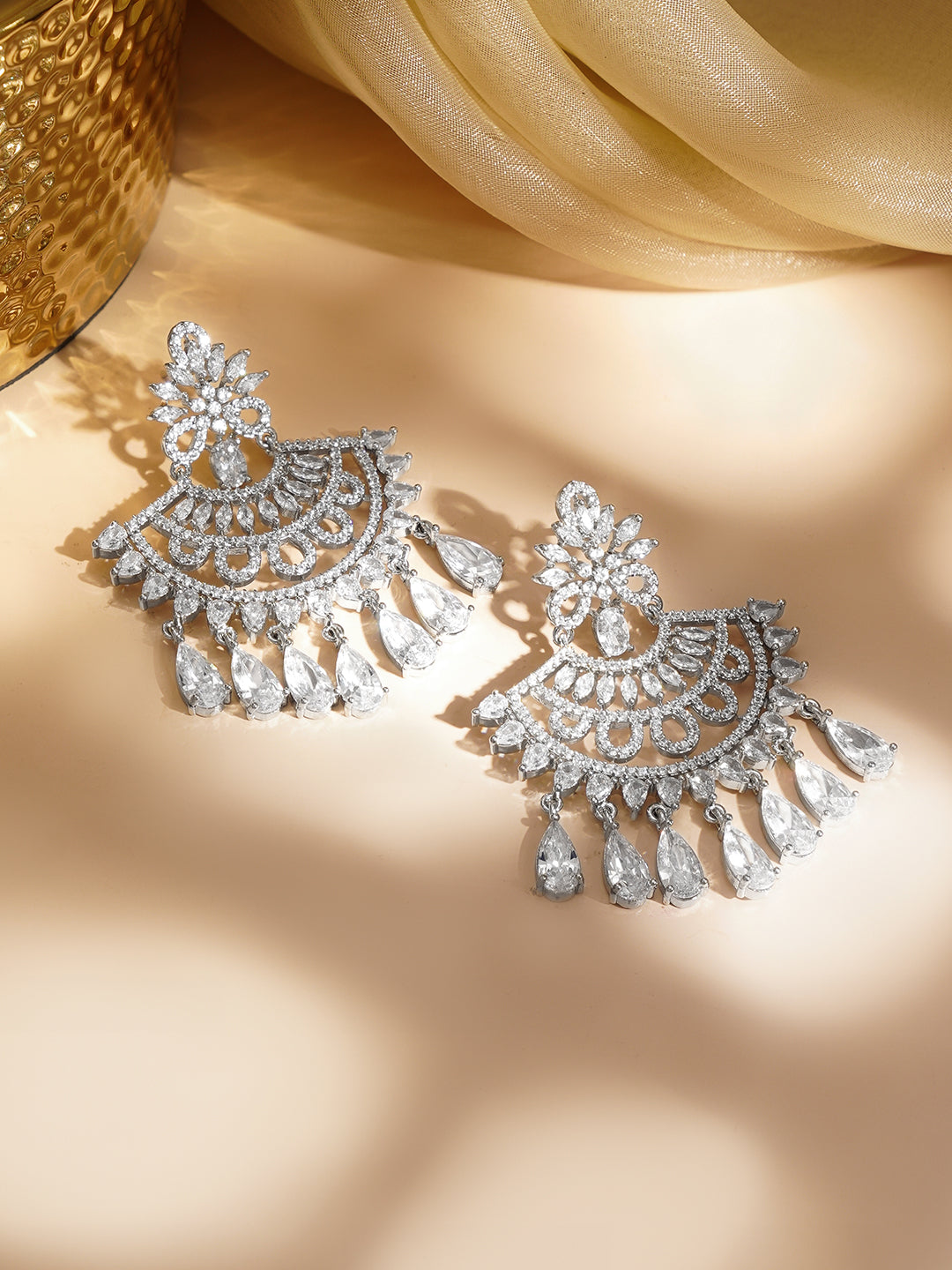 Moonlit Cascade Chandelier Earrings Length - 6 cm
