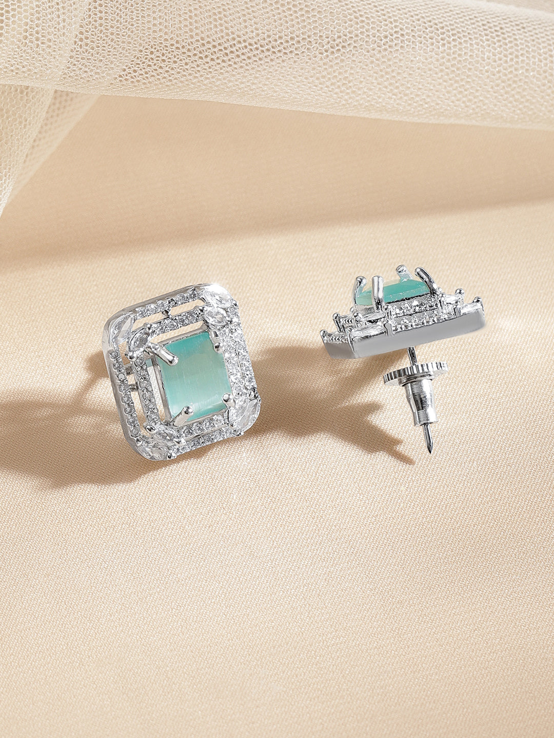 American Diamond Zirconia Mint Green Studs フリーサイズ