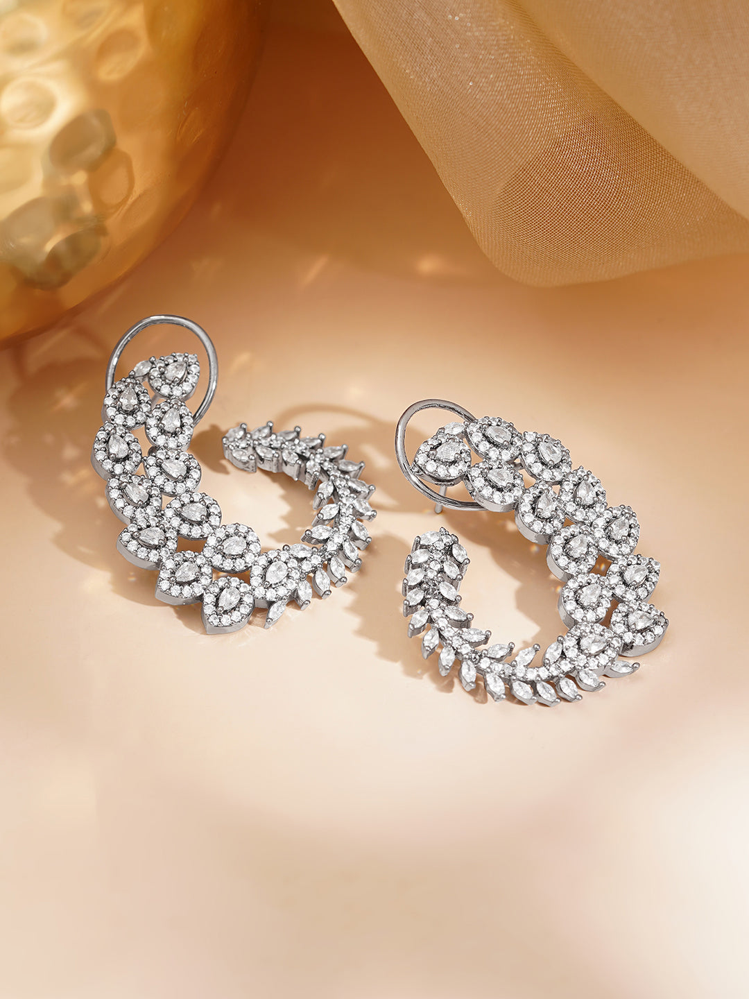 Oxidised Charm Stud Earrings フリーサイズ