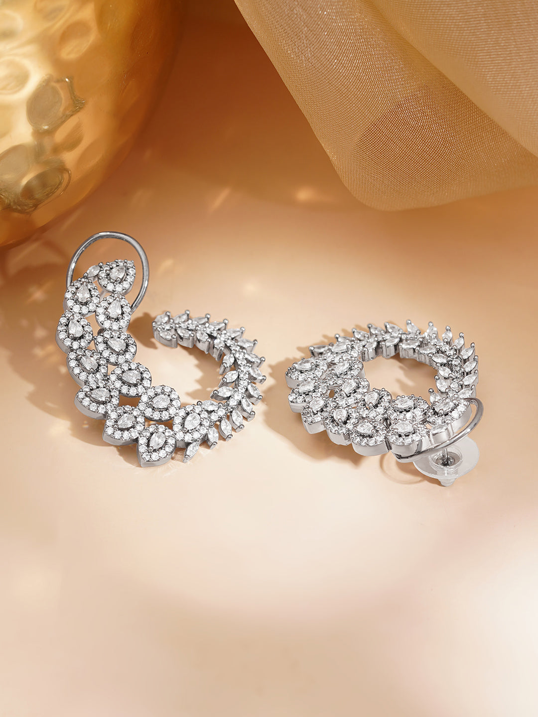 Oxidised Charm Stud Earrings フリーサイズ