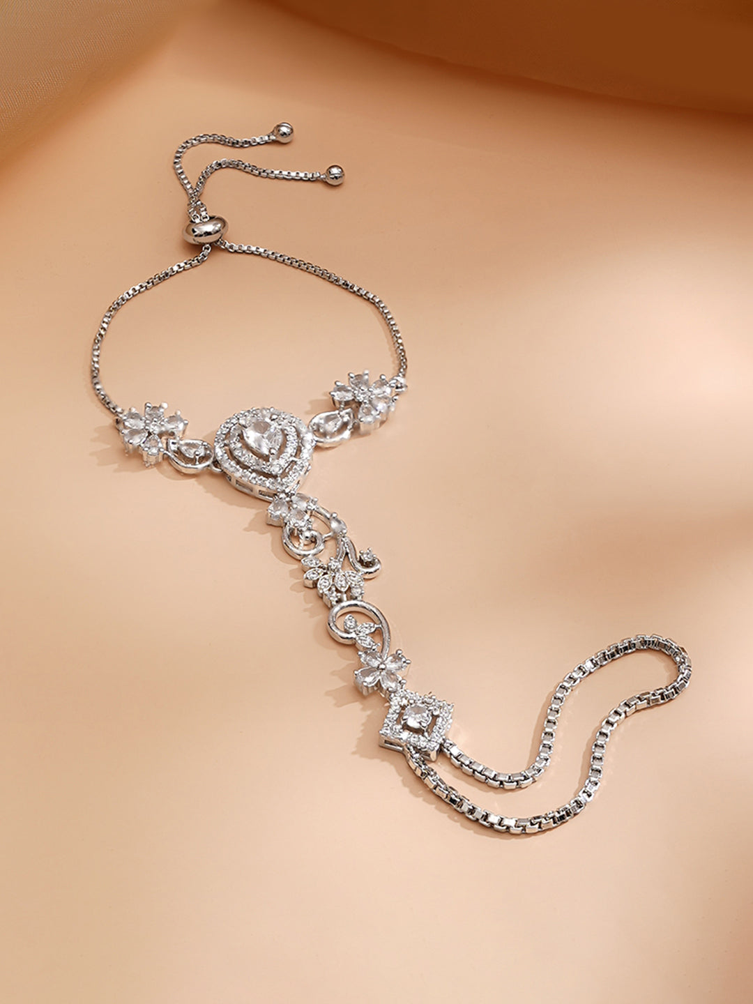 【Rubans】 Rhodium Plated American Diamond Zirconia Hathphool｜ロジウムメッキ アメリカンダイヤモンド ハスプール（手の甲飾り）