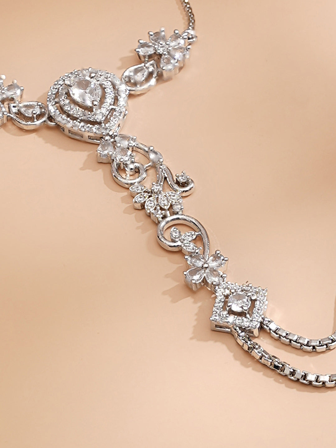 【Rubans】 Rhodium Plated American Diamond Zirconia Hathphool｜ロジウムメッキ アメリカンダイヤモンド ハスプール（手の甲飾り）