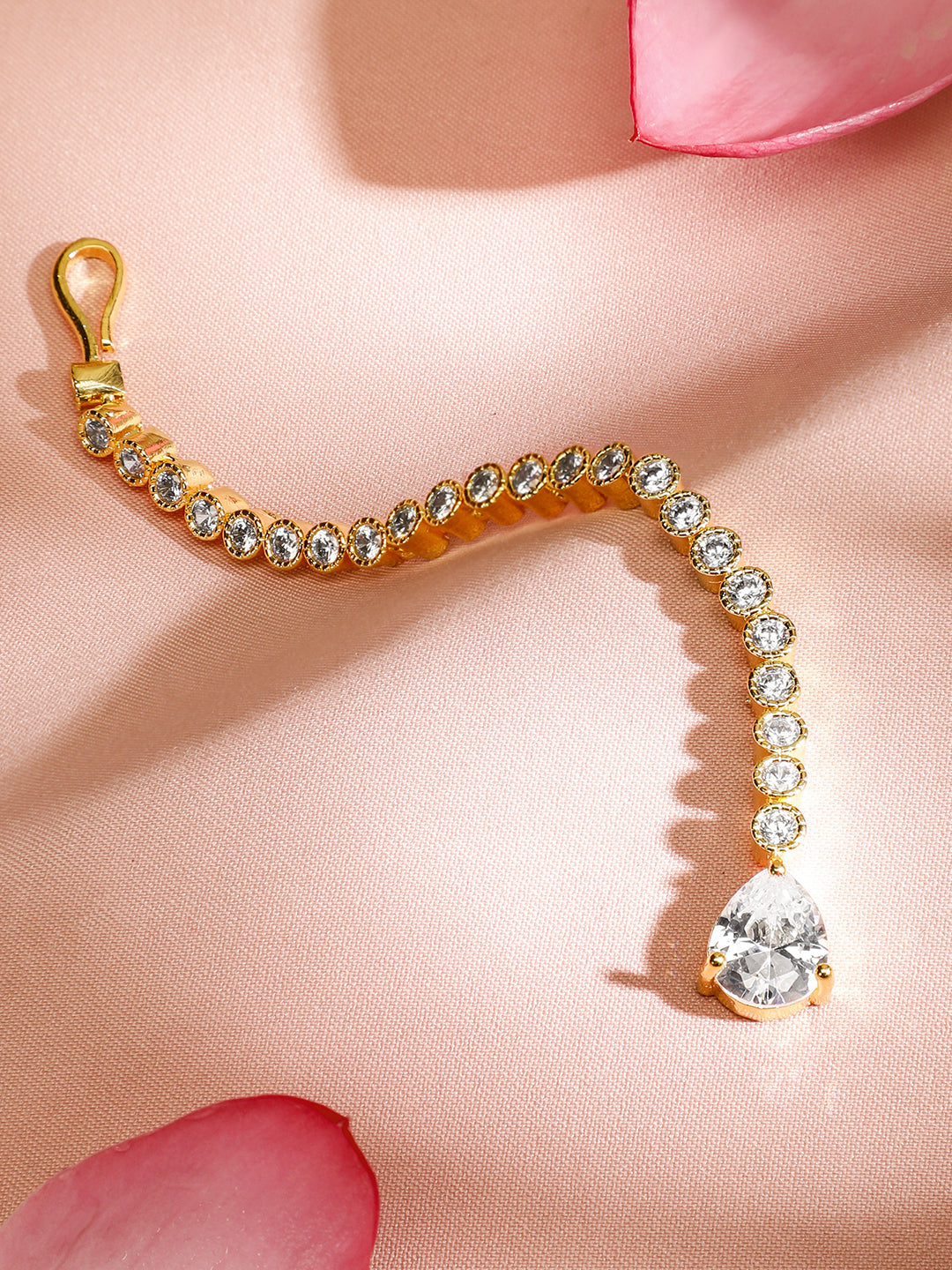 Gleaming Maang Tikka American Diamond Gold