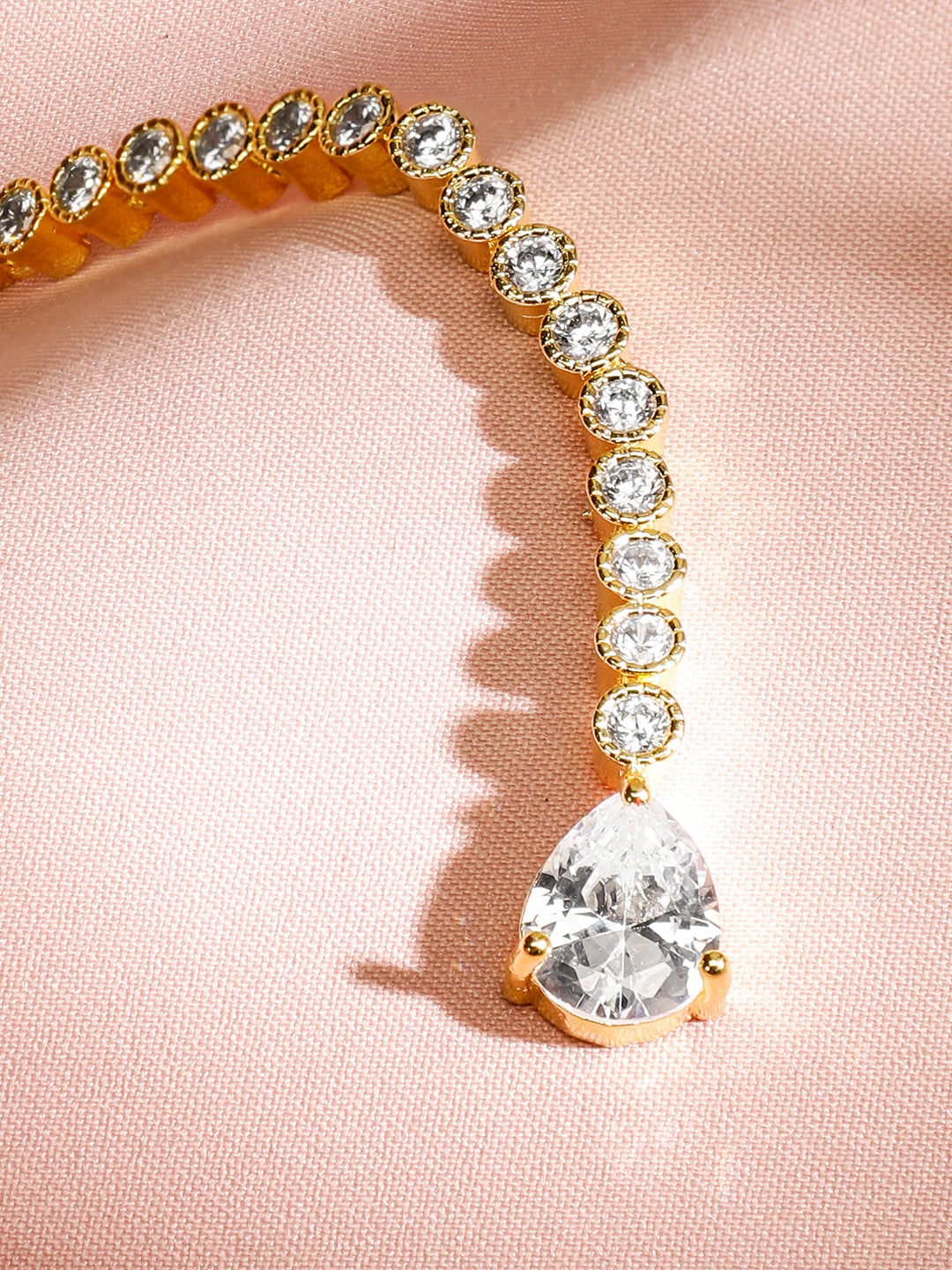 Gleaming Maang Tikka American Diamond Gold